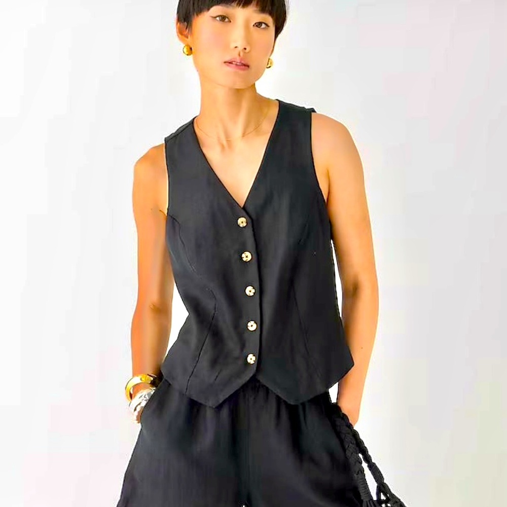 DONATING TOMORROW JCrew slim-fit vest in linen, size 6